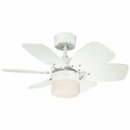 Flora Royale 76cm Indoor Ceiling Fan White Finish Reversible Blades (White/Light Maple) Opal Frosted Glass 72424