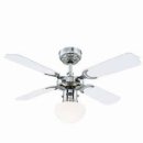 Portland Ambiance 90cm Indoor Ceiling Fan Chrome Finish Reversible Blades (White/Black) Mushroom Glass 78321