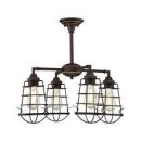 Westinghouse Nolan Pendant Four-Light Chandelier/Semi-Flush Mount Oil Rubbed Bronze Finish and Cage Shades 63670