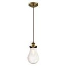 Westinghouse One-Light Indoor Pendant Fitting Antique Brass Finish with Clear Teardrop Glass 63386