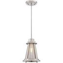 Westinghouse Beatrix Indoor Mini Pendant Fitting Brushed Nickel Finish with Clear Glass and Brushed Nickel Mesh 63618