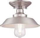 Westinghouse Iron Hill Indoor Ceiling Light One-Light Semi-Flush Mount Brushed Nickel Finish 63700