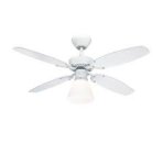 Capitol 105cm Indoor Ceiling Fan White Finish Reversible Blades (White/Beech) Opal Frosted Glass 78708