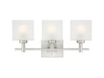 Westinghouse Alexander Brushed Nickel Finish Rippled White Glazed Glass 3 Light Wall Fixture 63040