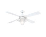 Great Falls 132cm Indoor Ceiling Fan White Finish White ABS Blades Frosted Glass 72210