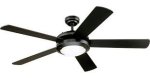 Comet 132cm Indoor Ceiling Fan Matte Black Finish Reversible Blades (Matte Black/Silver) Opal Frosted Glass 78719