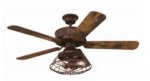 Barnett 122cm Indoor Ceiling Fan Barnwood Finish Reversible Blades (Reclaimed Hickory/Pewter Ash) Cage Shade 72205