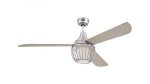 Graham 132cm Indoor Ceiling Fan Nickel Luster Finish Titanium Blades Cage Shade and Opal Frosted Glass 72208