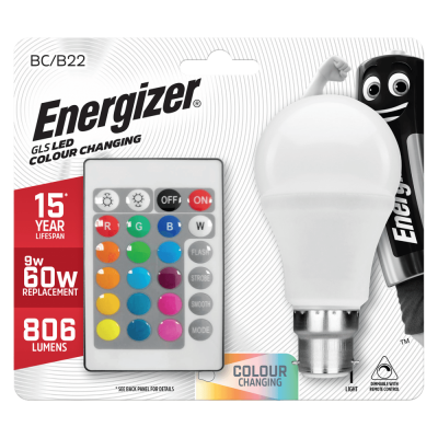 LED GLS B22 (BC) 9W - RGB+W with Remote Control