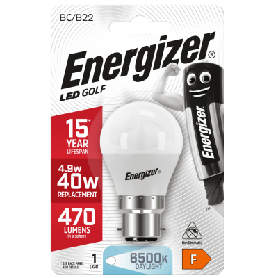 LED Golf B22 (BC) 470lm 4.9W 6,500K (Daylight), Blister of 1