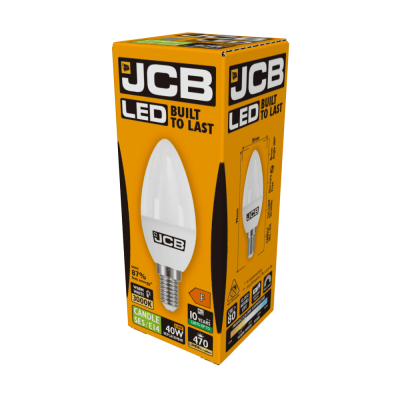 JCB LED Candle E14 (SES) 470lm 4.9W 3,000K (Warm White), Box of 1