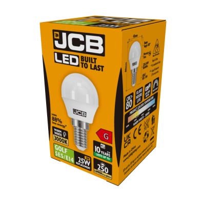 JCB LED Golf E14 (SES) 250lm 3W 3,000K (Warm White), Box of 1