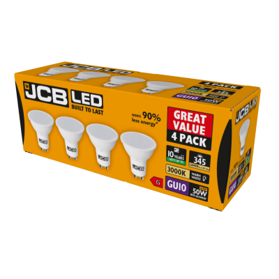 JCB LED GU10 345lm 4.9W 3,000K (Warm White) - Pack of 4