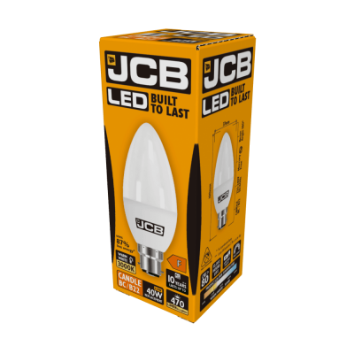 JCB LED Candle B22 (BC) 470lm 4.9W 3,000K (Warm White), Box of 1