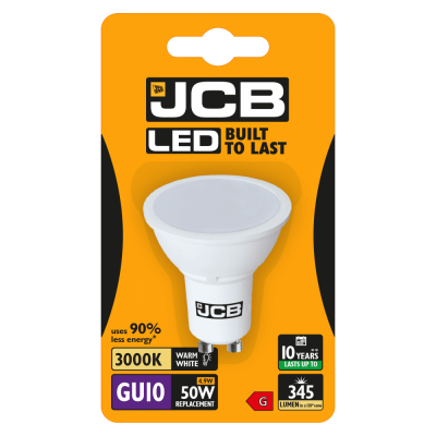 JCB LED GU10 345lm 4.9W 3,000K (Warm White), Blister of 1