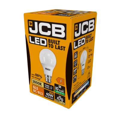 JCB LED GLS B22 (BC) 470lm 4.9W 3,000K (Warm White), Box of 1