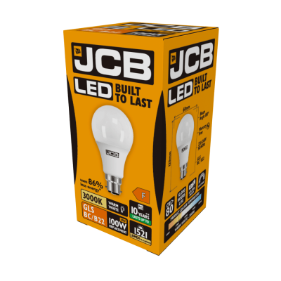 JCB LED GLS B22 (BC) 1,521lm 14W 3,000K (Warm White), Box of 1