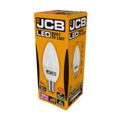 JCB LED Candle B15 (SBC) 470lm 4.9W 3,000K (Warm White), Box of 1