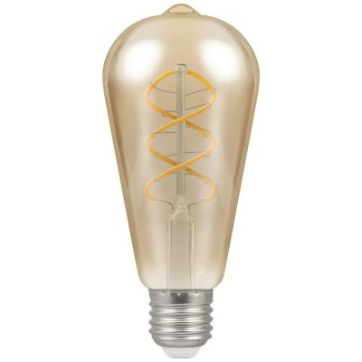 Crompton 4.9w 240v ES E27 LED ST64 Antique Spiral Filament Gold Light Bulb Dimmable 6607