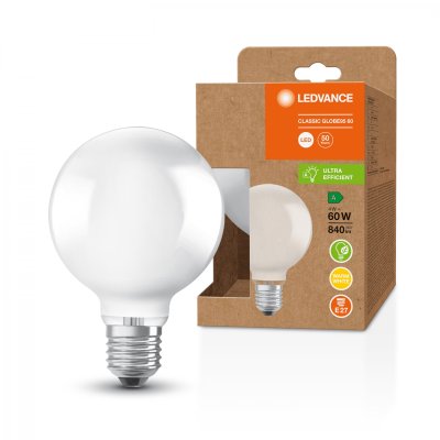 LEDVANCE 4W (60w) 240v ES E27 3000k Frosted Ultra Efficient Filament LED Globe Light Bulb