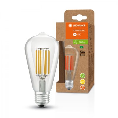 LEDVANCE 4W (60w) 240v ES E27 3000k Clear Ultra Efficient Filament LED ST64 Light Bulb