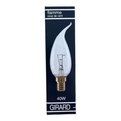 Girard Sudron 40w E14 SES Clear Flamme Coup De Vent Bent-tip Candle CV4 012220