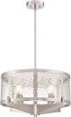 Westinghouse Branston Pendant Fitting Four-Light Chandelier Brushed Nickel Finish Clear Water Glass 63682